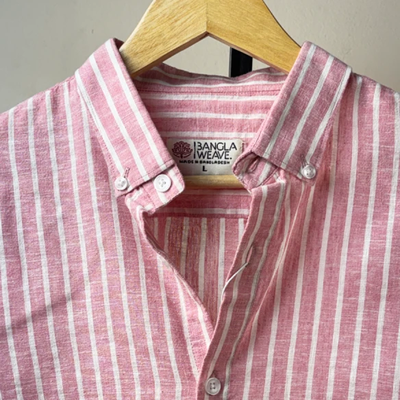 Pink & White Striped Button-Down Shirt